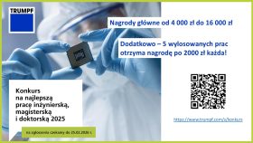 Ogólnopolski konkurs TRUMPF Huettinger na najlepszą pracę inżynierską, magisterską i doktorską