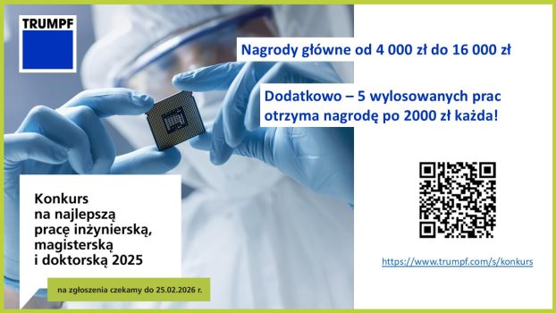 Ogólnopolski konkurs TRUMPF Huettinger na najlepszą pracę inżynierską, magisterską i doktorską